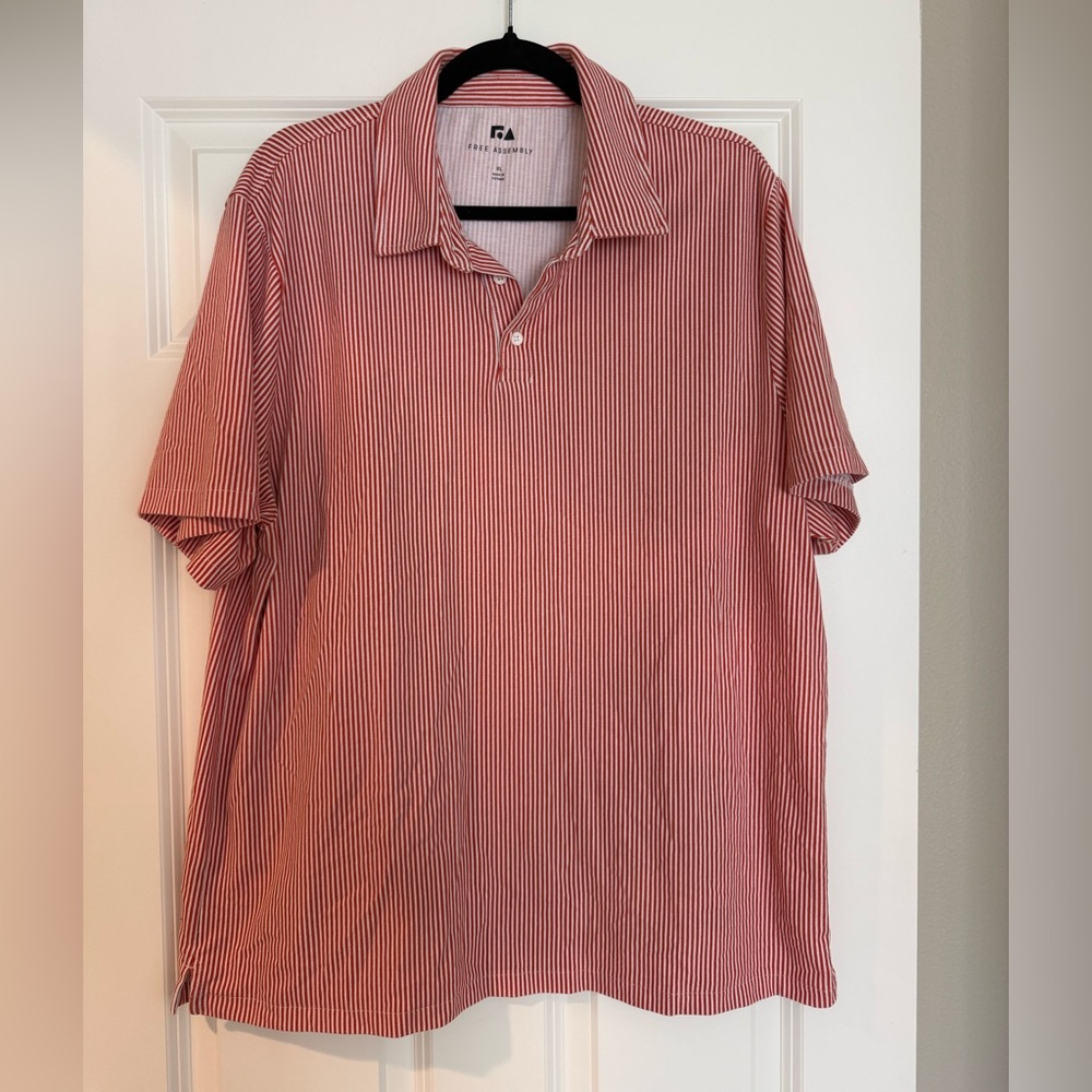Free Assembly Men's Polo Shirt in Red and White Stripes